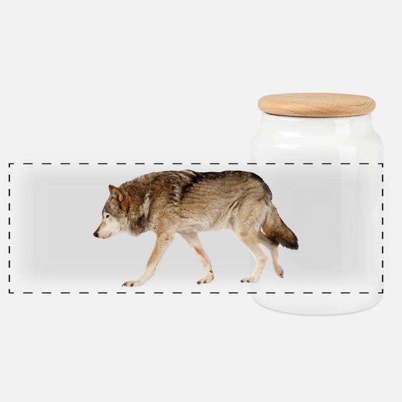 Wolf - Panorama Keksdose mit Holzdeckel - Weiß