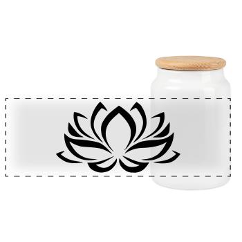 Lotus Blume Pflanze Exotisch Idee Geschenk Natur - Panoramic Cookie Jar with Wooden Lid - white - Front