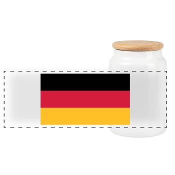 Deutschlandfahne Flagge Schwarz Rot Gold - Panorama Keksdose mit Holzdeckel - Weiß - Vorne