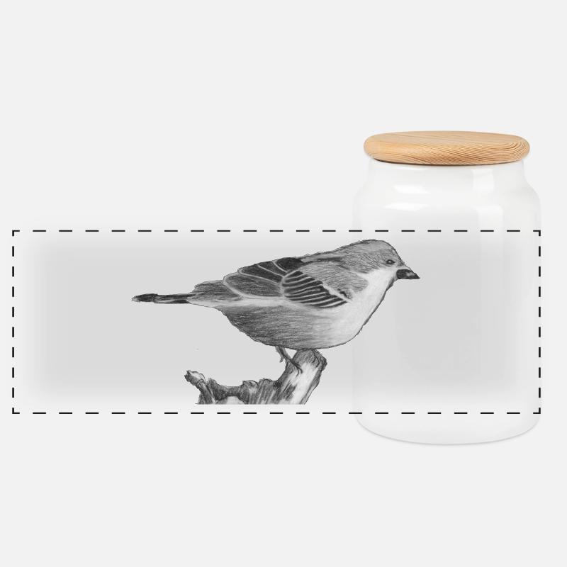 Spatz - Panorama Keksdose mit Holzdeckel - Weiß