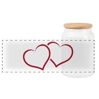 Deux coeurs unis très romantique en cadeau - Boîte à biscuits avec couvercle en bois - blanc - Devant