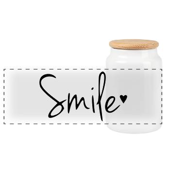 Laugh Smile - Panoramic Cookie Jar with Wooden Lid - white - Front