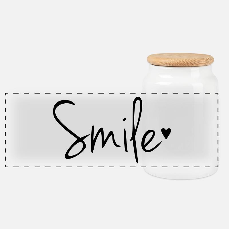 Lachen Smile - Panorama Keksdose mit Holzdeckel - Weiß