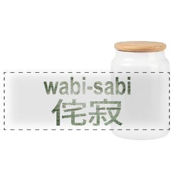 wabi sabi - Panoramic Cookie Jar with Wooden Lid - white - Front