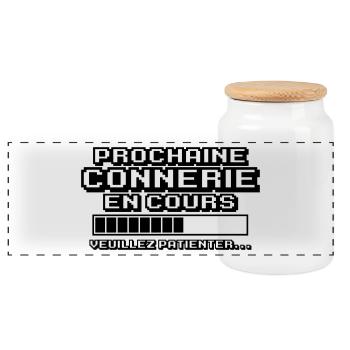 prochaine connerie en cours - Boîte à biscuits avec couvercle en bois - blanc - Devant