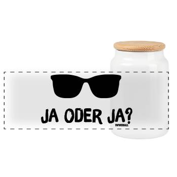 Ja oder Ja? - Panorama Keksdose mit Holzdeckel - Weiß - Vorne
