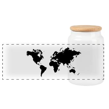 Globus Continent World Map Earth Planet Climate Protection - Panoramic Cookie Jar with Wooden Lid - white - Front