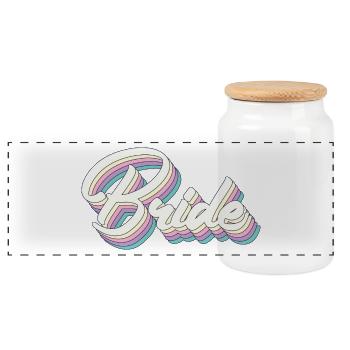 Retro Braut Bachelorette Teil Geschenk für Frauen - Panorama Keksdose mit Holzdeckel - Weiß - Vorne