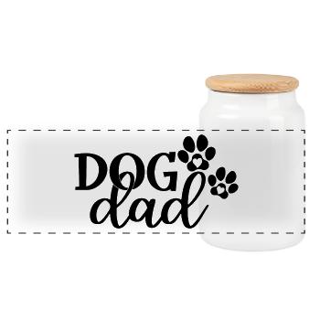 Dog Dad - Mignon Pattes de chien Drôle De Chien Amoureux Papa Cadeau - Boîte à biscuits avec couvercle en bois - blanc - Devant