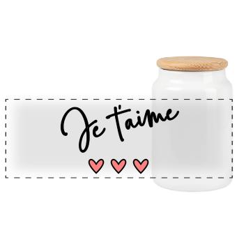 JE T'AIME. I LOVE YOU. AMOUR. LOVE. CŒUR. EVJF - Boîte à biscuits avec couvercle en bois - blanc - Devant
