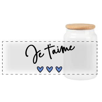 JE T'AIME. I LOVE YOU. AMOUR. LOVE. CŒUR - Boîte à biscuits avec couvercle en bois - blanc - Devant