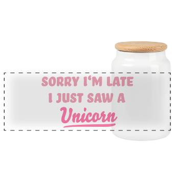 Licorne - Boîte à biscuits avec couvercle en bois - blanc - Devant