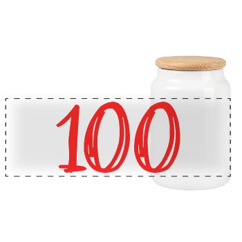 100 JAHRE. 100-jähriges Jubiläum. GEBURTSTAG 100 JAHRE. - Panorama Keksdose mit Holzdeckel - Weiß - Vorne