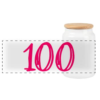 100 ANS. 100e ANNIVERSAIRE. ANNIVERSAIRE 100 ANS. - Boîte à biscuits avec couvercle en bois - blanc - Devant