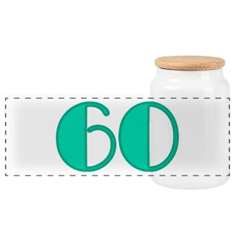 60 JAHRE. 60-JÄHRIGES JUBILÄUM. GEBURTSTAG 60 JAHRE. 60 - Panorama Keksdose mit Holzdeckel - Weiß - Vorne