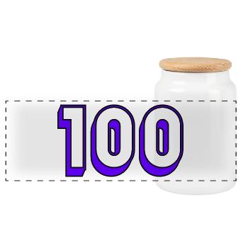 100 JAHRE. 100-jähriges Jubiläum. GEBURTSTAG 100 JAHRE. - Panorama Keksdose mit Holzdeckel - Weiß - Vorne