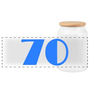 70 JAHRE. 70-JÄHRIGES JUBILÄUM. GEBURTSTAG 70 JAHRE. 70 - Panorama Keksdose mit Holzdeckel - Weiß - Vorne