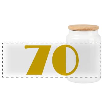 70. HAPPY BIRTHDAY. HAPPY BIRTHDAY - Panoramic Cookie Jar with Wooden Lid - white - Front