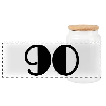 90. 90 YEARS. 90th ANNIVERSARY. 90 YEARS ANNIVERSARY. - Panoramic Cookie Jar with Wooden Lid - white - Front