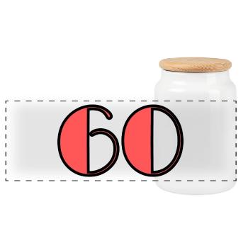 60. 60 YEARS. 60th ANNIVERSARY. 60 YEARS ANNIVERSARY - Panoramic Cookie Jar with Wooden Lid - white - Front