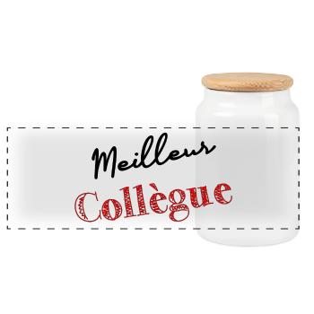 COLLEGUE. TRAVAIL. RETRAITE. MANAGER. CHEF. PATRON - Boîte à biscuits avec couvercle en bois - blanc - Devant