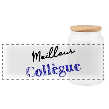 COLLEGUE. TRAVAIL. RETRAITE. MANAGER. CHEF. PATRON - Boîte à biscuits avec couvercle en bois - blanc - Devant