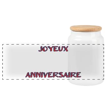JOYEUX ANNIVERSAIRE. HAPPY BIRTHDAY. ANNIVERSAIRE. - Boîte à biscuits avec couvercle en bois - blanc - Devant
