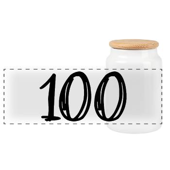 100. 100 JAHRE. 100-jähriges JUBILÄUM. GEBURTSTAG 100 - Panorama Keksdose mit Holzdeckel - Weiß - Vorne