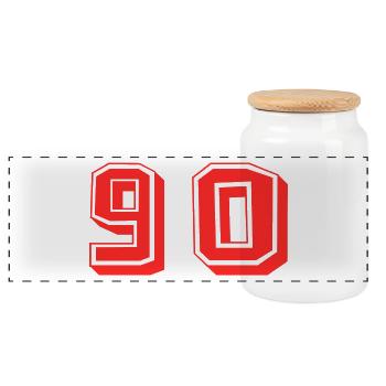 90. 90 YEARS. 90TH ANNIVERSARY. 90TH ANNIVERSARY. - Panoramic Cookie Jar with Wooden Lid - white - Front