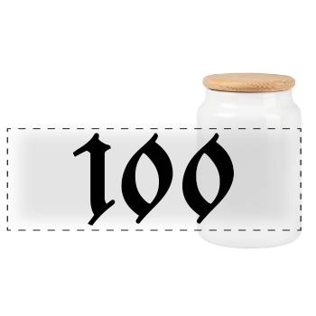 100. 100 YEARS. 100th ANNIVERSARY. BIRTHDAY 100 - Panoramic Cookie Jar with Wooden Lid - white - Front