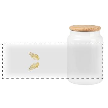 Schwebende goldene Feder Engelsflügel - Panorama Keksdose mit Holzdeckel - Weiß - Vorne