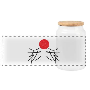 Asian Japanese Style Shirt Gift - Panoramic Cookie Jar with Wooden Lid - white - Front