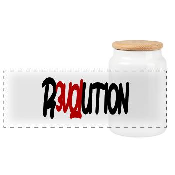 Révolution - Amour - Boîte à biscuits avec couvercle en bois - blanc - Devant