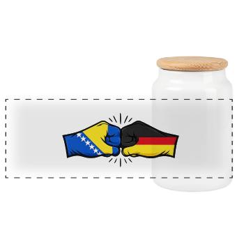 Allemagne Bosnie - Boîte à biscuits avec couvercle en bois - blanc - Devant