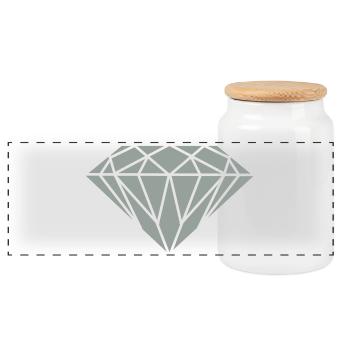 Geometrischer Diamant Linienkunst - Panorama Keksdose mit Holzdeckel - Weiß - Vorne