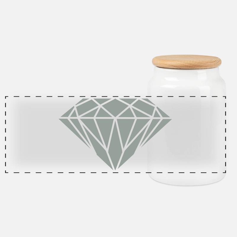 Geometrischer Diamant Linienkunst - Panorama Keksdose mit Holzdeckel - Weiß
