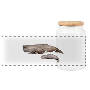 Cachalot - Sperm whale - Sperm whales - Panoramic Cookie Jar with Wooden Lid - white - Front