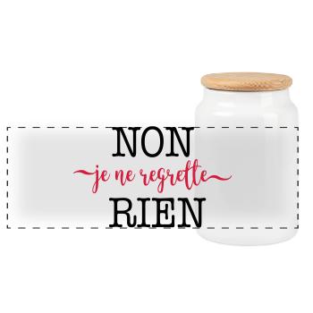 Non, je ne regrette rien - Panorama Keksdose mit Holzdeckel - Weiß - Vorne