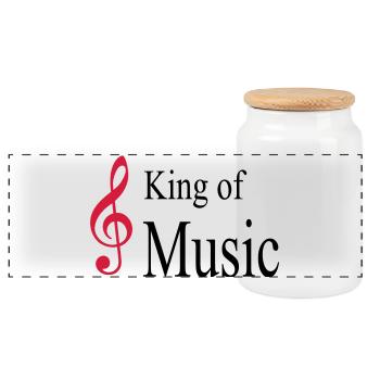 music - Panoramic Cookie Jar with Wooden Lid - white - Front