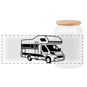 wohnmobil - Boîte à biscuits avec couvercle en bois - blanc - Devant