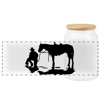 cowboy_5 - Boîte à biscuits avec couvercle en bois - blanc - Devant