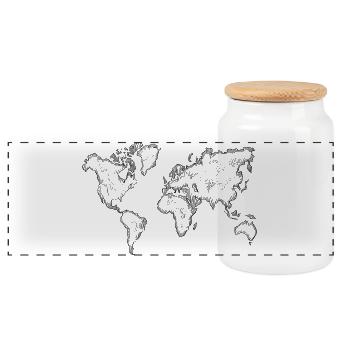 World Map – Hand Drawn Travel Sketch - Panoramic Cookie Jar with Wooden Lid - white - Front