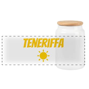 Tenerife - Panoramic Cookie Jar with Wooden Lid - white - Front