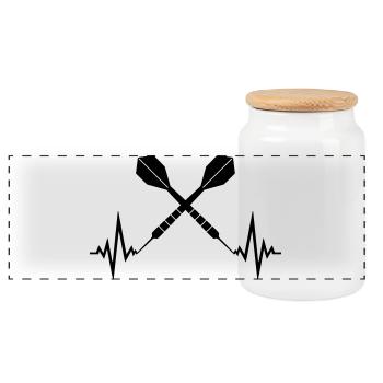 logo cool frequency heartbeat pulse text play there - Panoramic Cookie Jar with Wooden Lid - white - Front