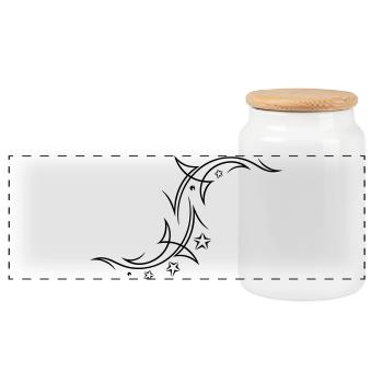 Tribal avec des étoiles - Boîte à biscuits avec couvercle en bois - blanc - Devant