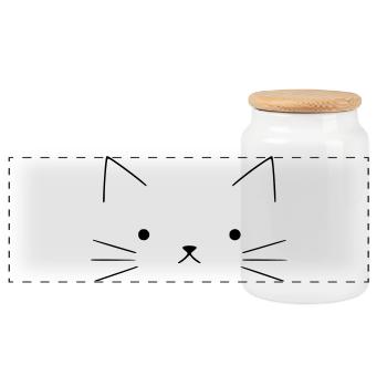 Katze | Cat - Panorama Keksdose mit Holzdeckel - Weiß - Vorne