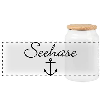 Seehase Anker Bodensee Design - Panorama Keksdose mit Holzdeckel - Weiß - Vorne