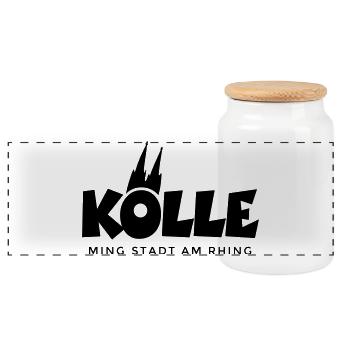 Kölle ming Stadt am Rhing Köln mit Kölner Dom - Panorama Keksdose mit Holzdeckel - Weiß - Vorne