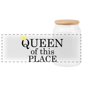 Queen of this place - Panorama Keksdose mit Holzdeckel - Weiß - Vorne