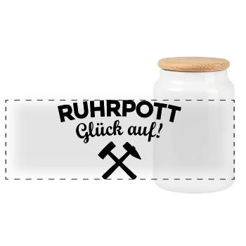 Ruhrpott Glück Auf Ruhrgebiet - Panorama Keksdose mit Holzdeckel - Weiß - Vorne